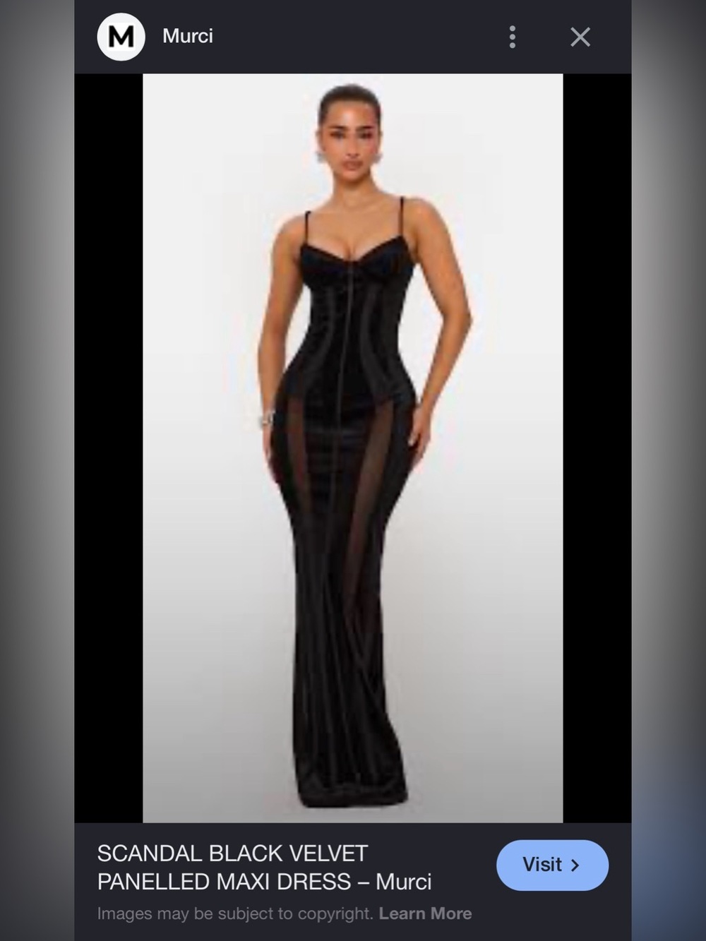 Murci Scandal Black Velvet Panelled Maxi Dress